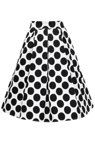 Carolyn Swing Skirt in Monochrome Polka Dot Print - Dolly and Dotty