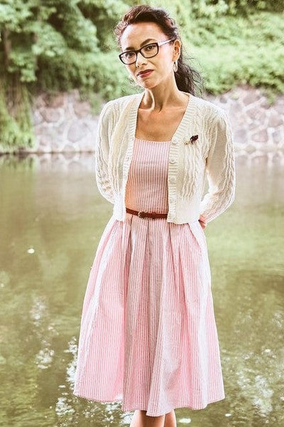 Woman's Pink Pin Striped Swing Dress