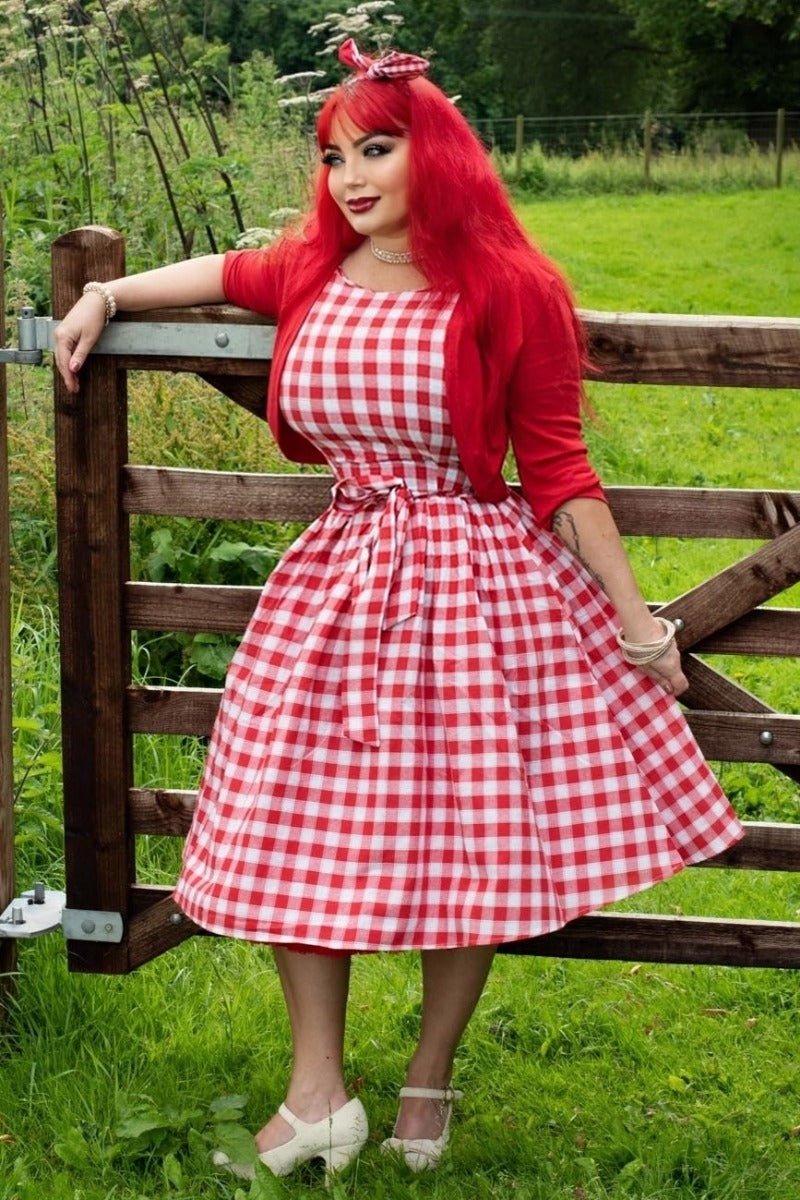 Red and white check dress on sale