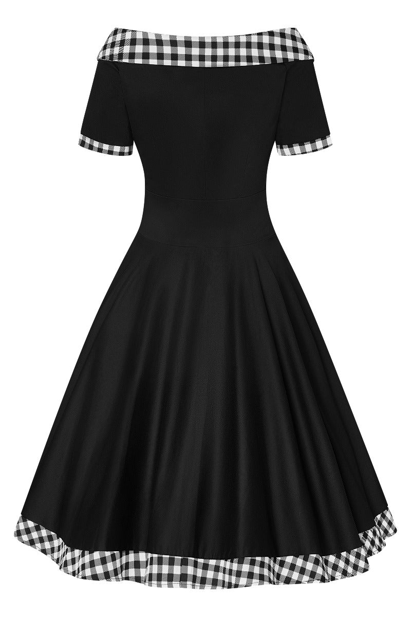 Woman's Retro Swing Dress in Black and White Check