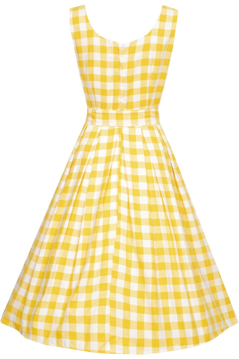 Amanda Yellow Gingham Check Vintage Dress