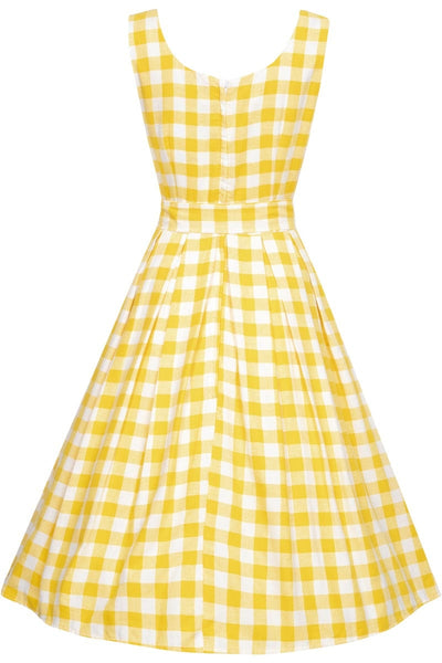 Amanda Yellow Gingham Check Vintage Dress
