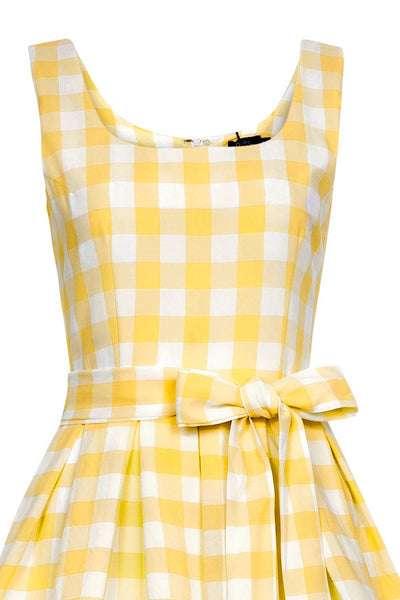 Amanda Yellow Gingham Check Vintage Dress