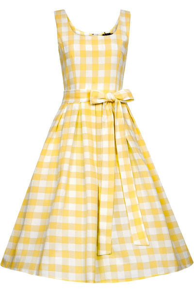 Amanda Yellow Gingham Check Vintage Dress