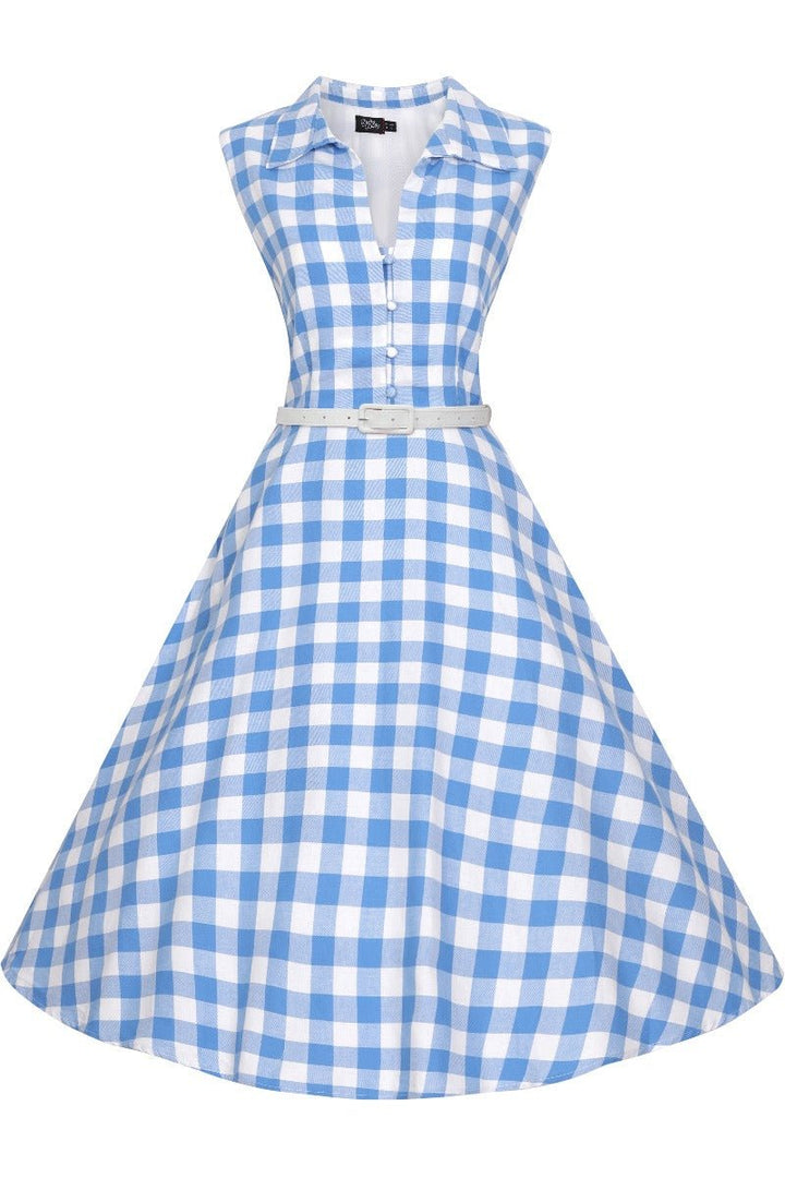 princess polly baby blue dress Liv Gingham Fit and Flare Mini Dress main image 0