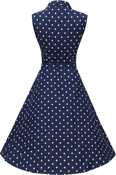 Poppy Blue Polka Dot Shirt Dress