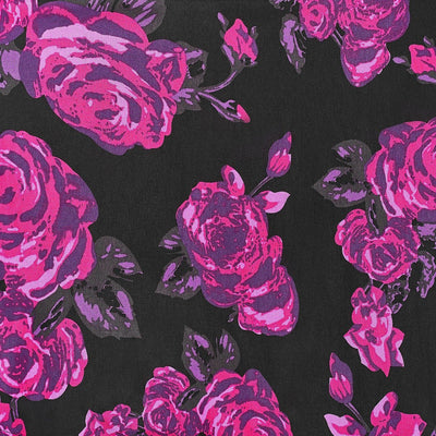 Fabric swatch for black pink floral print
