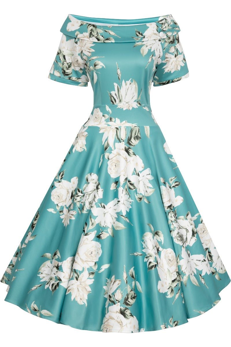 Women's Mint Floral Flared Dress