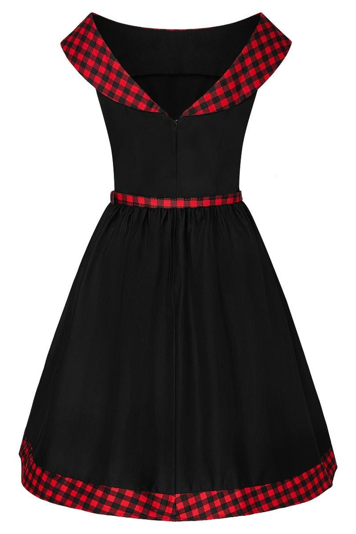Cindy Retro Dress in Black and Red Checkered 8