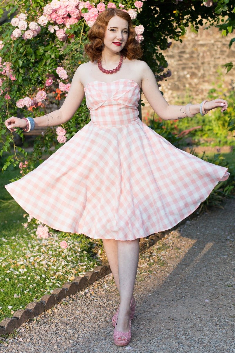 Women's Retro Pink Gingham Dress