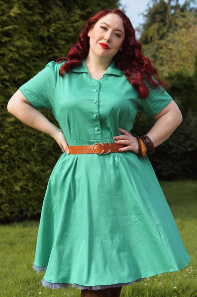 Women's Rockabilly Green Diner Shirt Dress