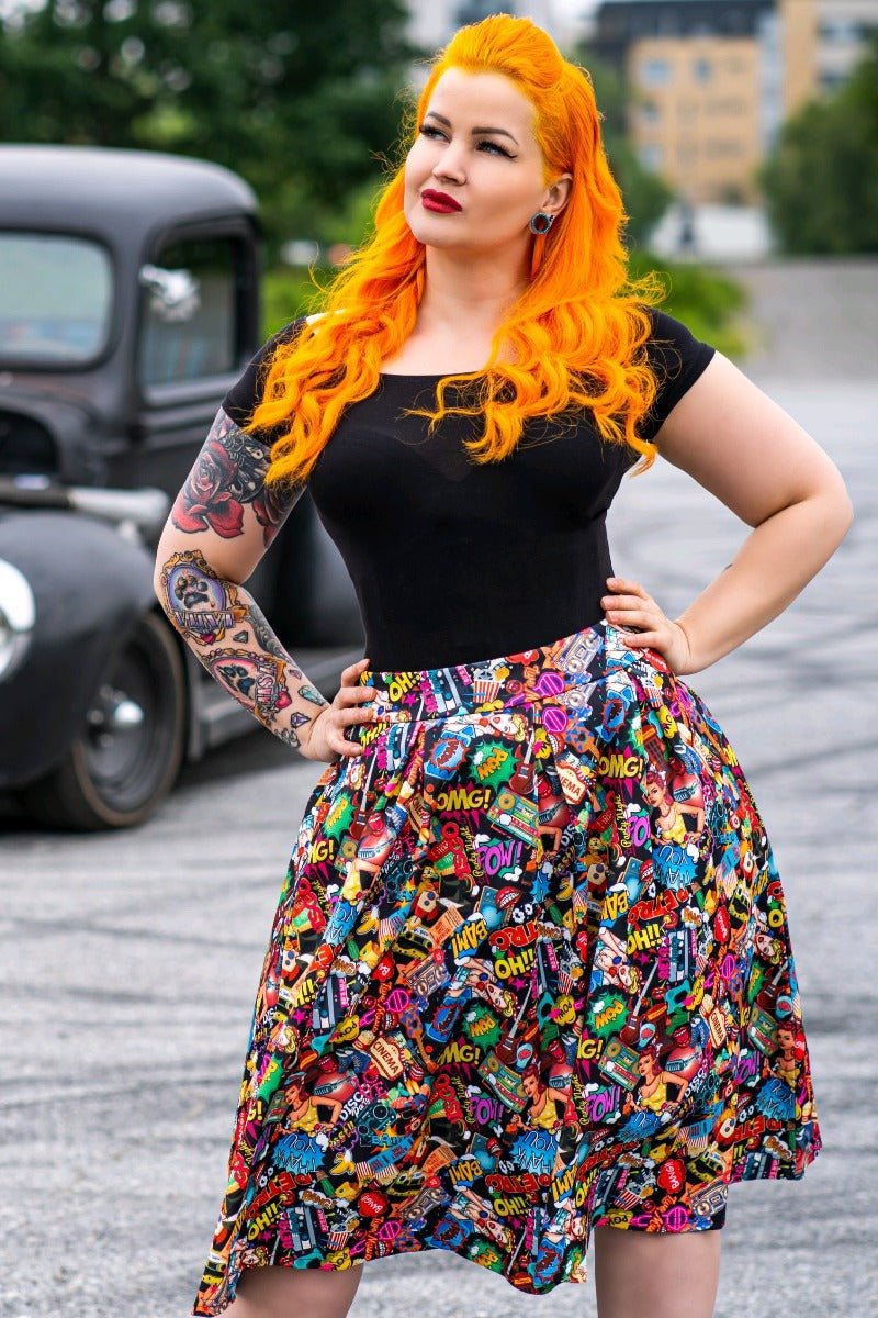 Women's Box Pleat Pop Art Skirt